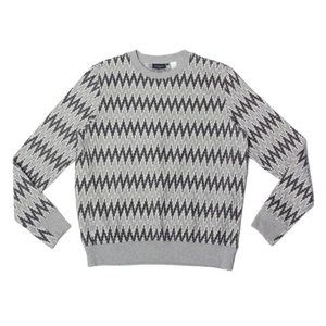 PAUL SMITH JEANS Size S Zig Zag Grey Cotton Crew-Neck Pullover Men's Sweater 943